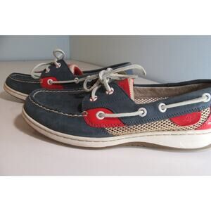 Sperry Top Sider Angelfish Boat Shoe - Flat Heel Red White And Blue Womens 8M